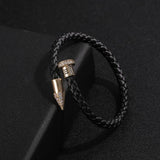 Colorful Nail Bracelet Bangle Leather Rope Weaving