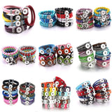 10pcs Snap Jewelry Beaded Braided Leather 18mm Button Bracelet