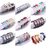 10pcs Snap Jewelry Beaded Braided Leather 18mm Button Bracelet