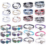 10pcs Snap Jewelry Beaded Braided Leather 18mm Button Bracelet