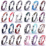 10pcs Snap Jewelry Beaded Braided Leather 18mm Button Bracelet