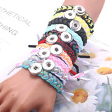 10pcs Snap Jewelry Beaded Braided Leather 18mm Button Bracelet
