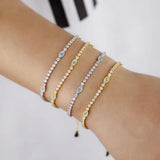Evil Eye Turquoise Stone Tennis CZ Chain Bracelet for Women