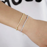 Evil Eye Turquoise Stone Tennis CZ Chain Bracelet for Women