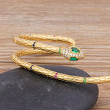 European American Copper Zircon Snake Bangle Jewelry Gift