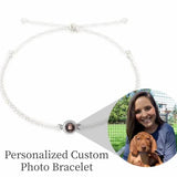 Personalized Circle Photo Bracelet with Couple Projection - Memorial Jewelry