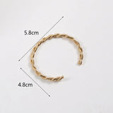 Stainless Steel Waterproof Twist Bracelet Texture Cuff Bangle for Women