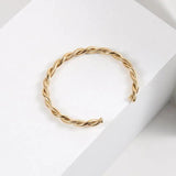 Stainless Steel Waterproof Twist Bracelet Texture Cuff Bangle for Women