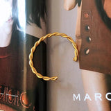 Stainless Steel Waterproof Twist Bracelet Texture Cuff Bangle for Women