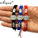 12 Pcs 1.5cm Saint Benedict, Mary, Jude Woven Bracelets for Prayer & Protection
