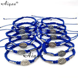 12 Pcs 1.5cm Saint Benedict, Mary, Jude Woven Bracelets for Prayer & Protection