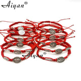 12 Pcs 1.5cm Saint Benedict, Mary, Jude Woven Bracelets for Prayer & Protection