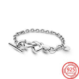 925 Silver Knotted Heart T-Bar Bracelet for European Bracelet