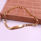 5pcs Chain ID Bracelet Stainless Steel Bangle 8.66''