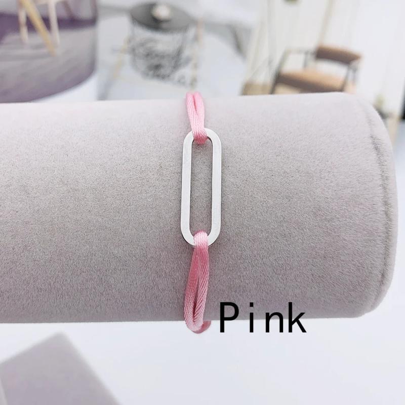 Stainless Steel Geometric Frame Bracelet Ribbon Braided Bangle