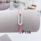 Stainless Steel Geometric Frame Bracelet Ribbon Braided Bangle