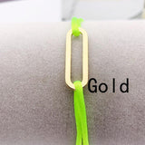 Stainless Steel Geometric Frame Bracelet Ribbon Braided Bangle