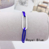 Stainless Steel Geometric Frame Bracelet Ribbon Braided Bangle