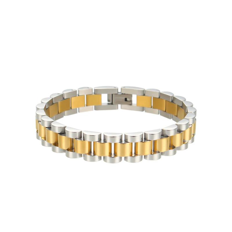 Silver Stainless Steel Watchband Bracelet Waterproof Chain Bangle