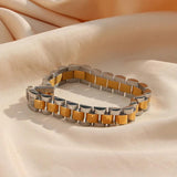 Silver Stainless Steel Watchband Bracelet Waterproof Chain Bangle