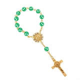 10pcs Pearl Beads Catholic Rosary Communion Bracelet Golden Wings Crucifix