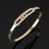 CZ Crystal Gold Stainless Steel Women Bracelet Rhinestone Bangle