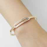 CZ Crystal Gold Stainless Steel Women Bracelet Rhinestone Bangle