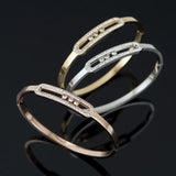 CZ Crystal Gold Stainless Steel Women Bracelet Rhinestone Bangle