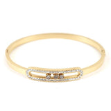 CZ Crystal Gold Stainless Steel Women Bracelet Rhinestone Bangle