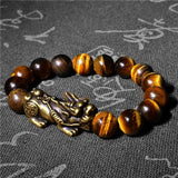Copper Pixiu Feng Shui Tiger Eye Bracelet 10mm