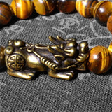 Copper Pixiu Feng Shui Tiger Eye Bracelet 10mm