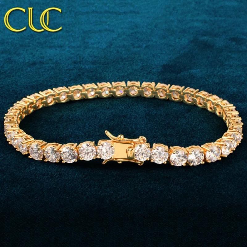 Men's Tennis Link Bracelet 1 Row CZ Chain Hip Hop Jewelry 3mm 4mm