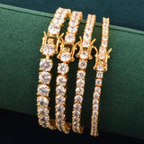 Men's Tennis Link Bracelet 1 Row CZ Chain Hip Hop Jewelry 3mm 4mm