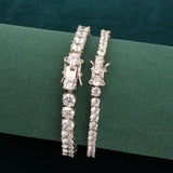 Men's Tennis Link Bracelet 1 Row CZ Chain Hip Hop Jewelry 3mm 4mm