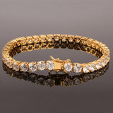 Men's Tennis Link Bracelet 1 Row CZ Chain Hip Hop Jewelry 3mm 4mm
