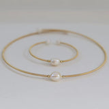 Freshwater Pearl Bracelet Necklace Set Adjustable Charm Jewelry Gift