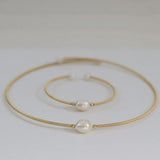 Freshwater Pearl Bracelet Necklace Set Adjustable Charm Jewelry Gift