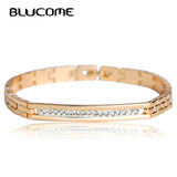 Copper Crystal Bracelet Women Rose Link Pulseiras Stainless Steel Bangles