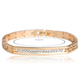 Copper Crystal Bracelet Women Rose Link Pulseiras Stainless Steel Bangles