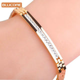Copper Crystal Bracelet Women Rose Link Pulseiras Stainless Steel Bangles