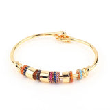 Charm Rainbow Bangles Copper Zirconia Rhinestone Cuff Bangle 18k Jewelry
