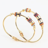 Charm Rainbow Bangles Copper Zirconia Rhinestone Cuff Bangle 18k Jewelry