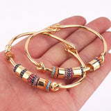 Charm Rainbow Bangles Copper Zirconia Rhinestone Cuff Bangle 18k Jewelry
