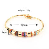 Charm Rainbow Bangles Copper Zirconia Rhinestone Cuff Bangle 18k Jewelry