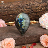 Labradorite Drop Beads Cuff Bracelet Beauty Teardrop Stone Bangle