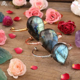 Labradorite Drop Beads Cuff Bracelet Beauty Teardrop Stone Bangle