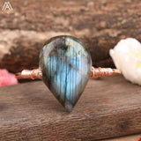 Labradorite Drop Beads Cuff Bracelet Beauty Teardrop Stone Bangle