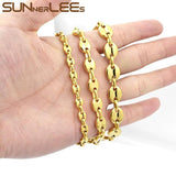 316L Stainless Steel Coffee Beans Link Chain Bracelet Silver Plated SC13