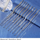 9pcs Stainless Steel Chain Bracelet Set Gold/Silver Cuban Link Adjustable