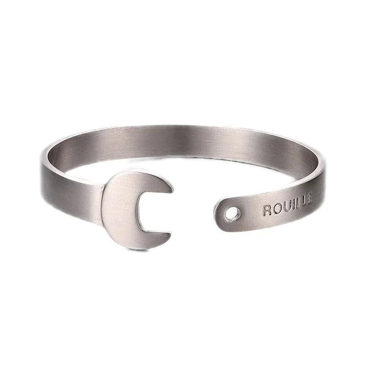 Retro Nostalgia Single Head Wrench Bangles Stainless Steel